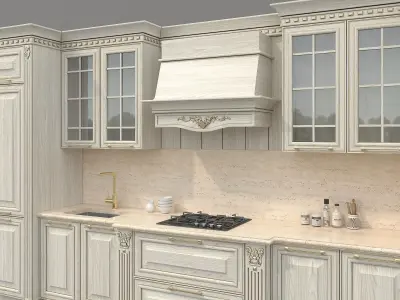 Ornate Victorian Style Kitchen Cabinet 2 3D model