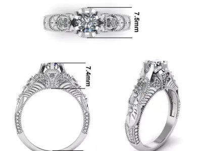 Antique Engagement ring stl 3D print model purchase