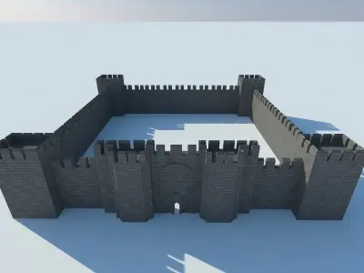 Medieval Castle Low-poly 3D model 10