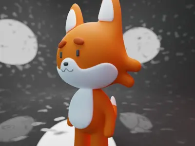 Cute Fox 3D model Low-poly 3D model