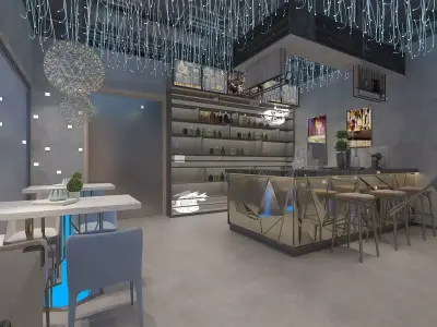 Bar-Restaurant with Music Scene 3D model