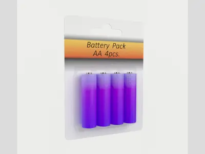 Battery Pack 4pcs AA Unwrapped 3D model