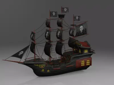 Pirate Ship Low-poly 3D model