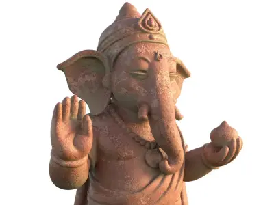 Lord Ganesha  Statue Clay Low-poly 3D model