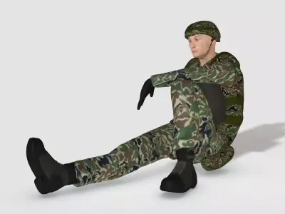 Low poly asiatic soldier Low-poly 3D model