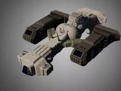 Spaceship Low-poly 3D model 3