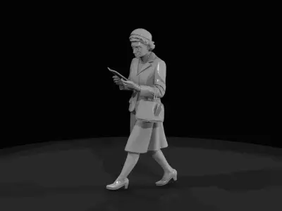 HO Figure 1950 Older Woman Reading Printable STL 3D print model