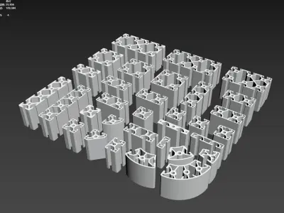 Industrial aluminum profiles 3D model
