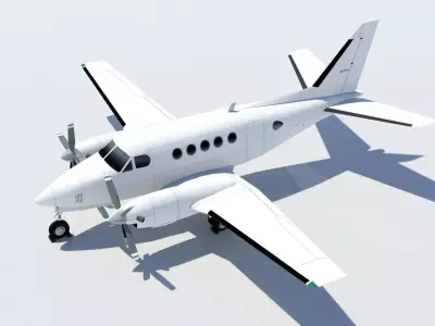 Beech King Air 100 Static  Low-poly 3D model