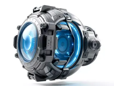 Futuristic Tech Module model pack with blue illumination Low-poly 3D model