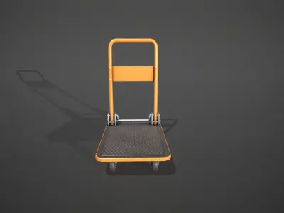 Folding Platform Truck - Trolley - Orange Low-poly 3D model