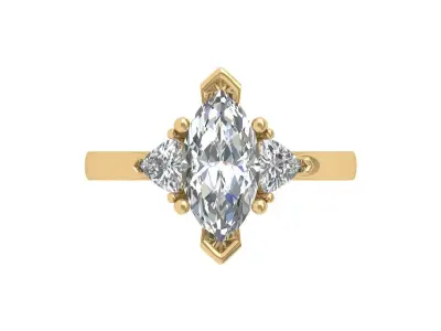 Marquise 3-Stone Ring 3D print model
