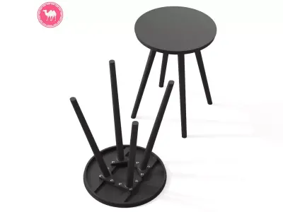 Halden Dark Charcoal Round Side Table Low-poly 3D model