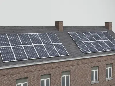 Solar installation building 2 Low-poly 3D model