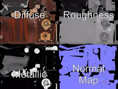 Vintage Wooden Telephone model pack Low-poly 3D model