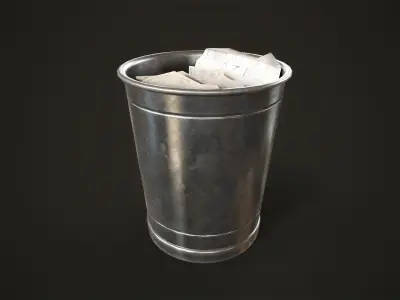 Trash bins 70s Low-poly 3D model