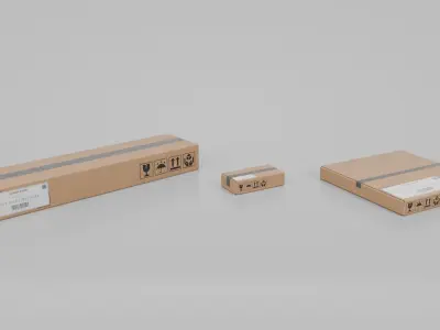 Flat and Slim Packaging Box Trio - Rigged and Customizable