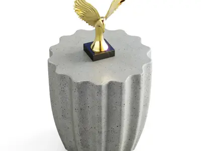 Coulver Table With Decorative Golden Eagle Statue 3D model
