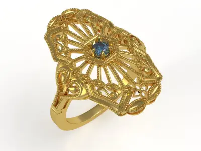 Antique Art Deco Engagement Ring 3D print model order
