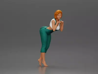 Woman in Overalls Playfully Posing with Curiosity 3D print model
