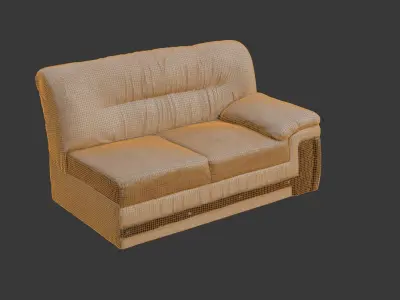 Vintage Leather Sofa  3D Scanned Low-Poly Model Low-poly 3D model