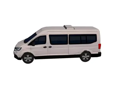 Low Poly Minibus Modern Vehicle Model PBR Texture Low-poly 3D model