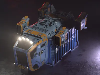 Sci-fi Cargo Truck Low-poly 3D model
