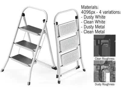 3-Step Metal Stepladder Low-poly 3D model