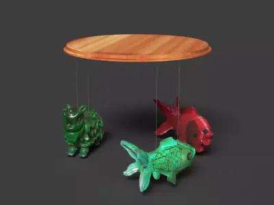 Chinese fish  lantern with lion dance costume  Low-poly 3D model