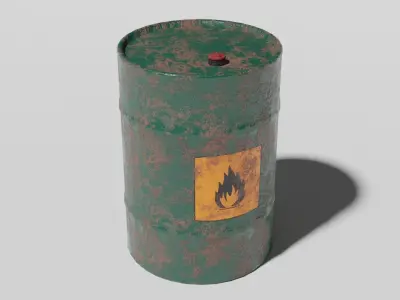 Rusty Oil Drum Low-poly 3D model