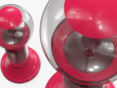 Quarter-Operated Gumball Machine with Transparent Body 3D model