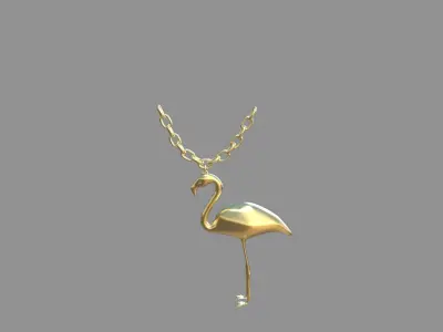 flamingo locket golden 3D model