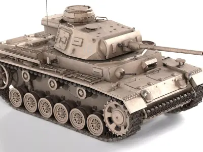 German Panzer III TANK Low-poly 3D model