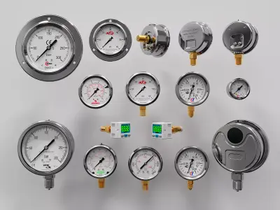 Pressure gauge   display pointer mechanical type 3D model