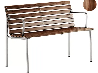 Traverse Garden Bench with armrests with back by Hay 3D model