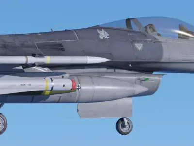 F-16C Game ready Rigged Animated with Weapons Low-poly 3D model