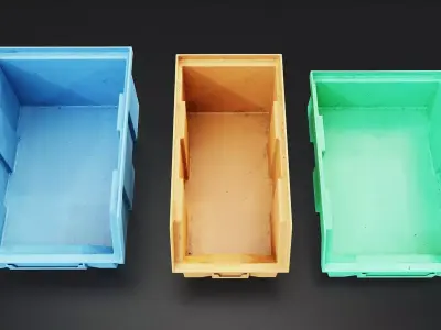 Plastic Storage Bins Set Low-poly 3D model