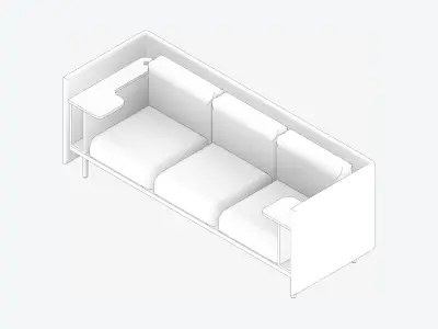 Sofa - Contemporary - Flame - Medium Work Shelf - Leftand Right Low-poly 3D model