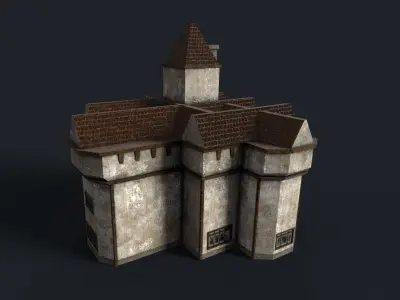 Tavern Building with Interior Low-poly 3D model