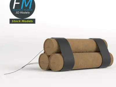 Stylized dynamite pack 3D model