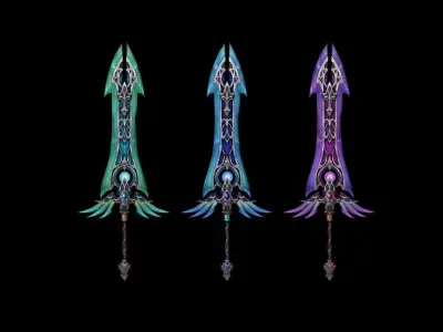 Elven Big Sword Low-poly 3D model