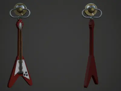 Electric Guitar Weapon Charm - Low Poly Game Ready Low-poly 3D model