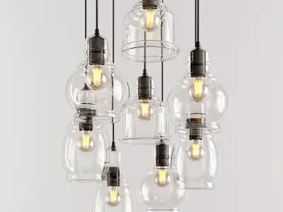 Antique Glass Cluster Lights 3D model