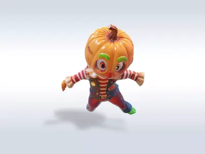 Cheerful Pumpkin Character Free 3D model