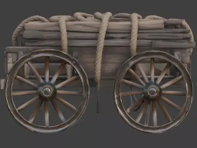 Viking Wooden Cart 3D Model v03 Low-poly 3D model