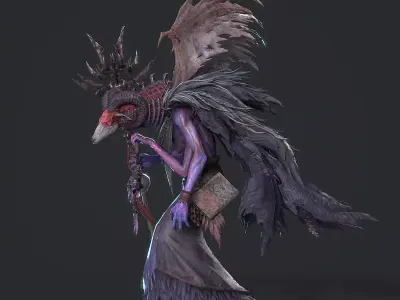 sheep-headed wizard Low-poly 3D model