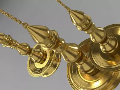 Traditional Brass Hanging Oil Lamp 3D print model