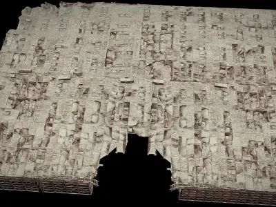 destroyed factory hall burned roof  photogrammetry Low-poly 3D model