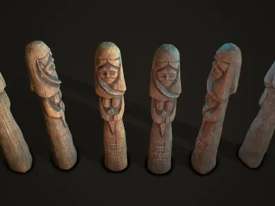 Totem wood 6 pbr 4k  Low-poly 3D model