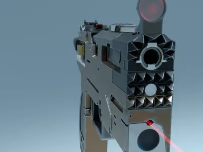 Cyberpunk Pistol Low-poly 3D model